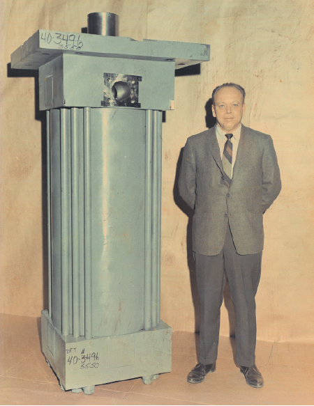 Harry Neff with a large cylinder